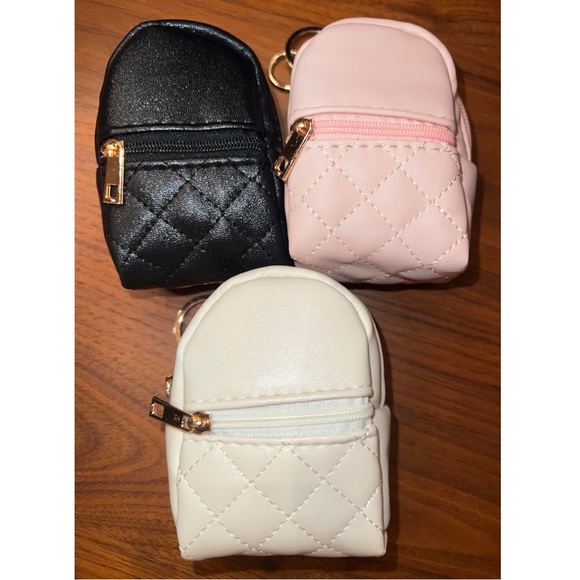 NEW⚡️Set of 3⚡️Mini Backpack Bag Charm Keychain Micro Pouch Cles Compact Wallet - Picture 4 of 6